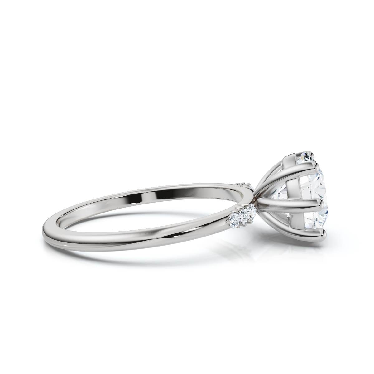 14K White Gold Ovelina Accents Lab Grown Diamond Engagement Ring (1/20 ct. tw)
