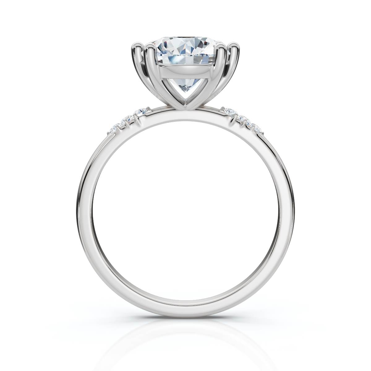 14K White Gold Ovelina Accents Lab Grown Diamond Engagement Ring (1/20 ct. tw)