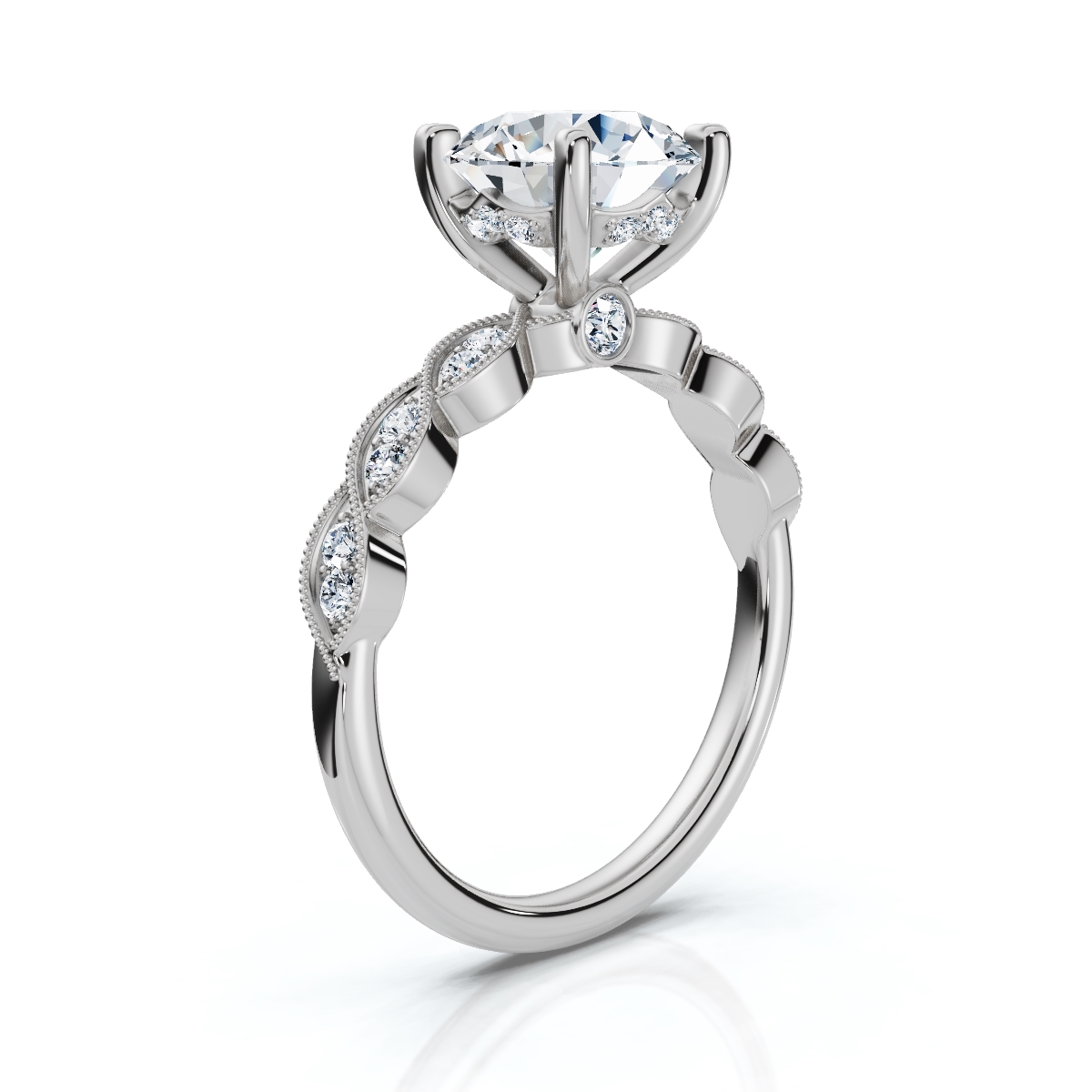 14K White Gold Jedidah Accents Lab Grown Diamond Ring (1/5 ct. tw)