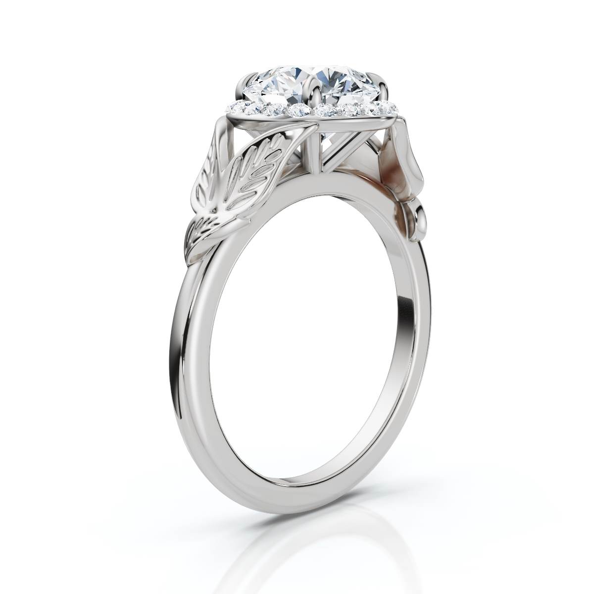 14K White Gold Aurynis Halo Nature Inspired Lab Grown Diamond Ring (1/10 ct. tw)