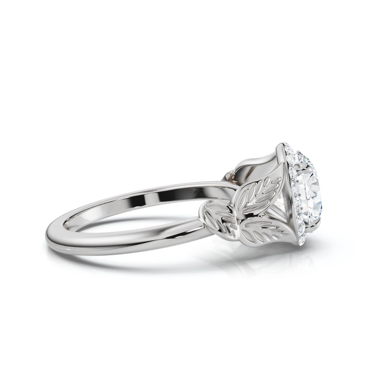 14K White Gold Aurynis Halo Nature Inspired Lab Grown Diamond Ring (1/10 ct. tw)