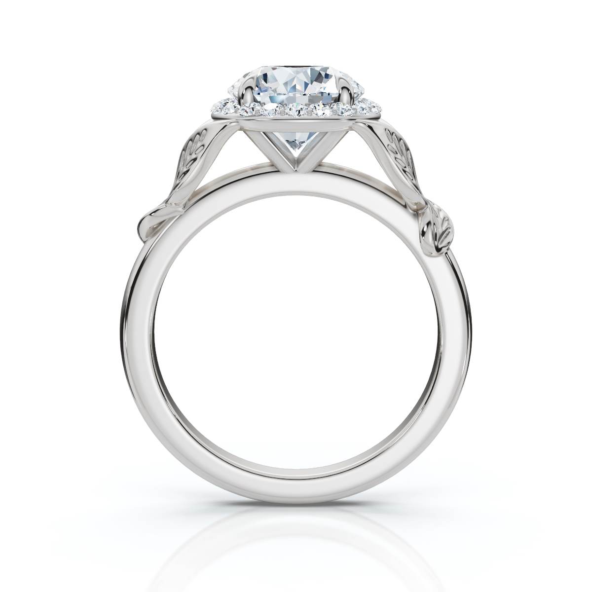 14K White Gold Aurynis Halo Nature Inspired Lab Grown Diamond Ring (1/10 ct. tw)