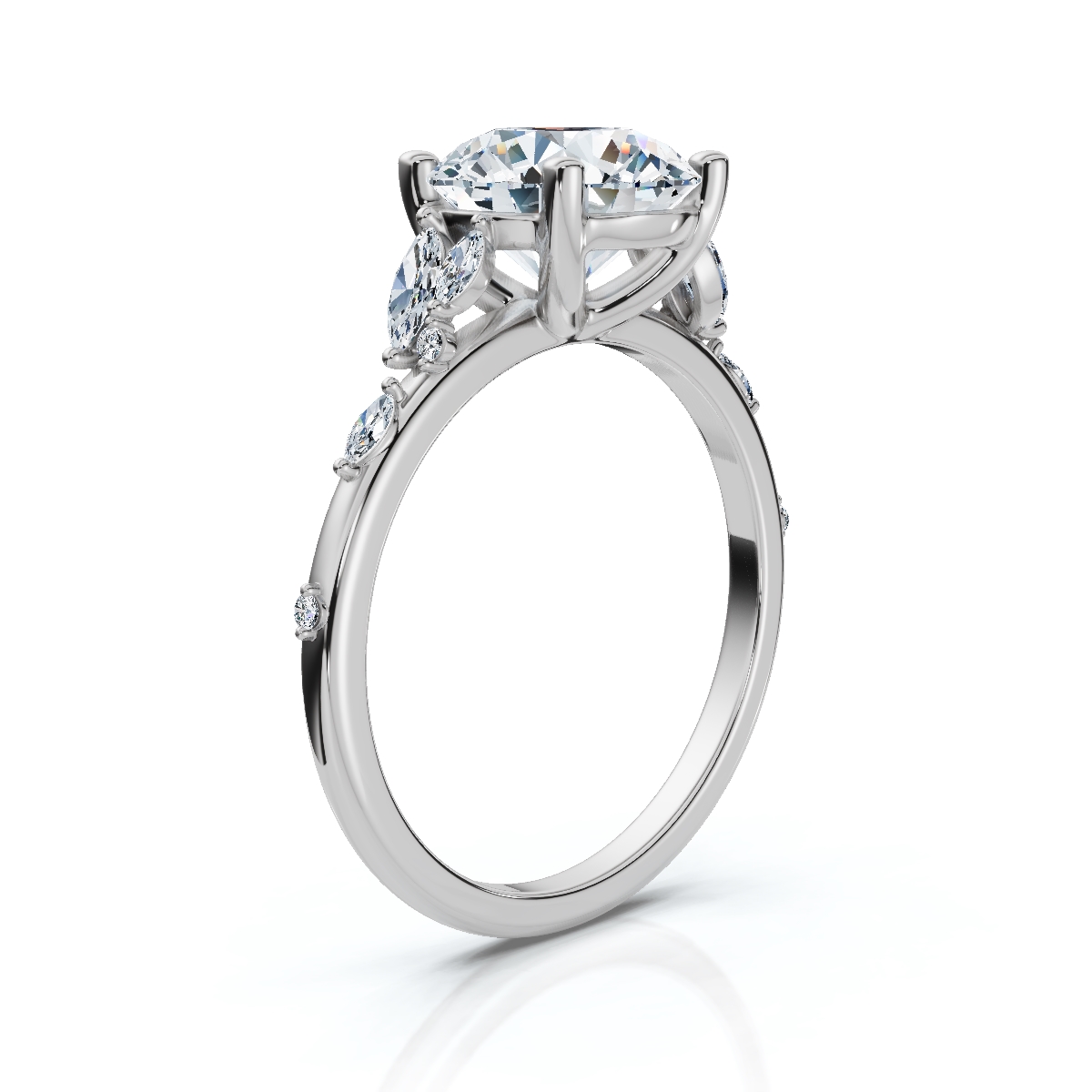 14K White Gold Aitana Elegant Nature Inspired Lab Grown Diamond Ring (1/5 ct. tw)