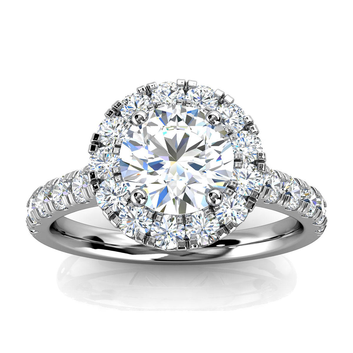 14K White Gold Royal Halo Lab Grown Diamond Ring (2/3 ct. tw)